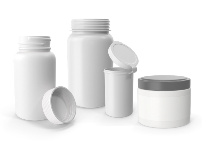 White plastic containers